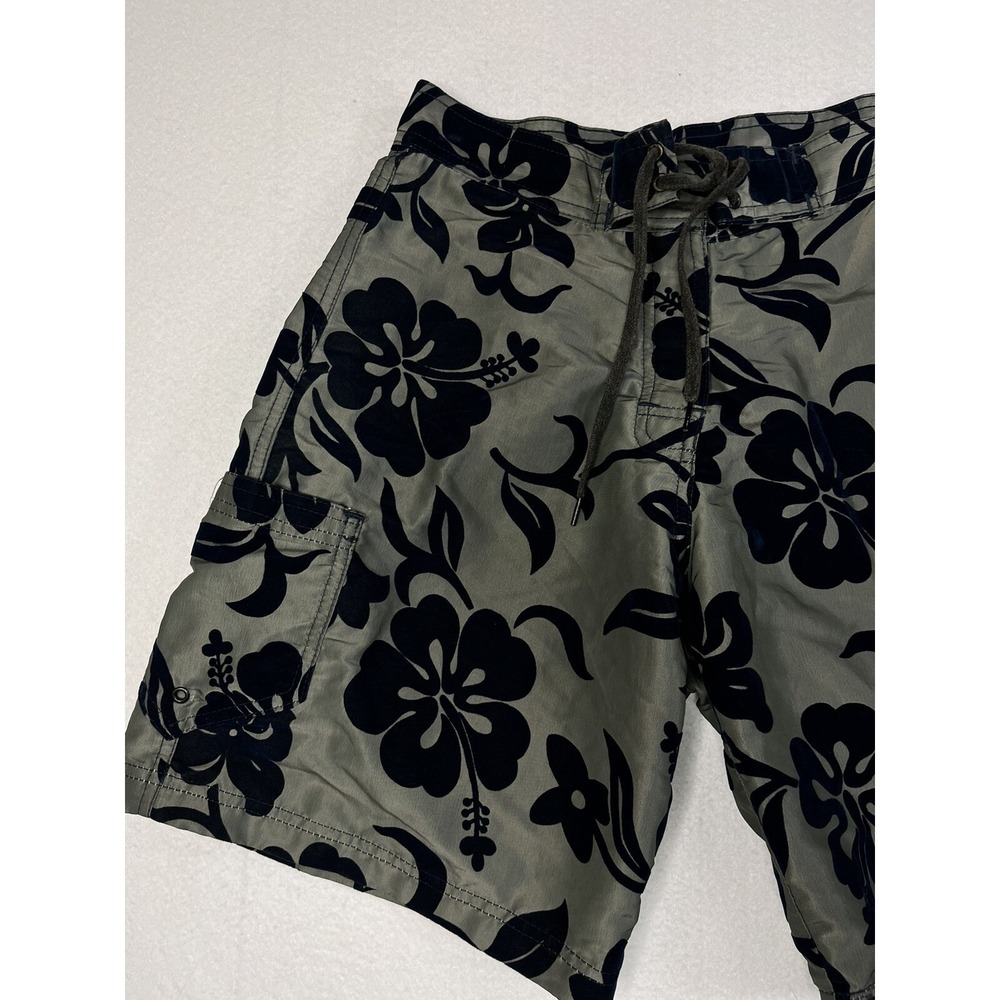 BULLHEAD Mens 29 Board Shorts Burnout Velvet Nylon Dark Blue Gray Made In USA - Picture 3 of 14